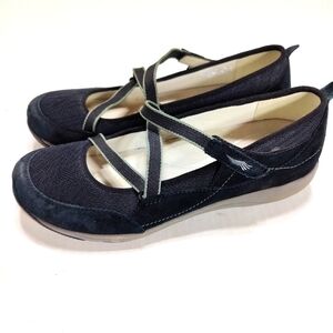 DANSKO Women Hilda Mary Jane Black Leather Suede Flat Slip On Strappy Shoe9.5-10
